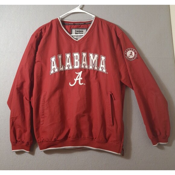Alabama Crimson Tide Campus Heritage VNeck Pullover Windbreaker Jacket Men S VTG - Picture 1 of 7
